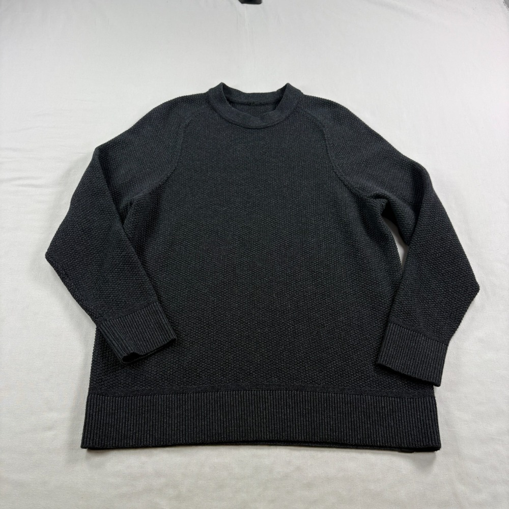 Lululemon Textured Knit Sweater Mens Small Black Pullover Stretch Casual
